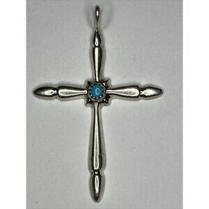 Sterling Silver Turquoise Cross Pendant